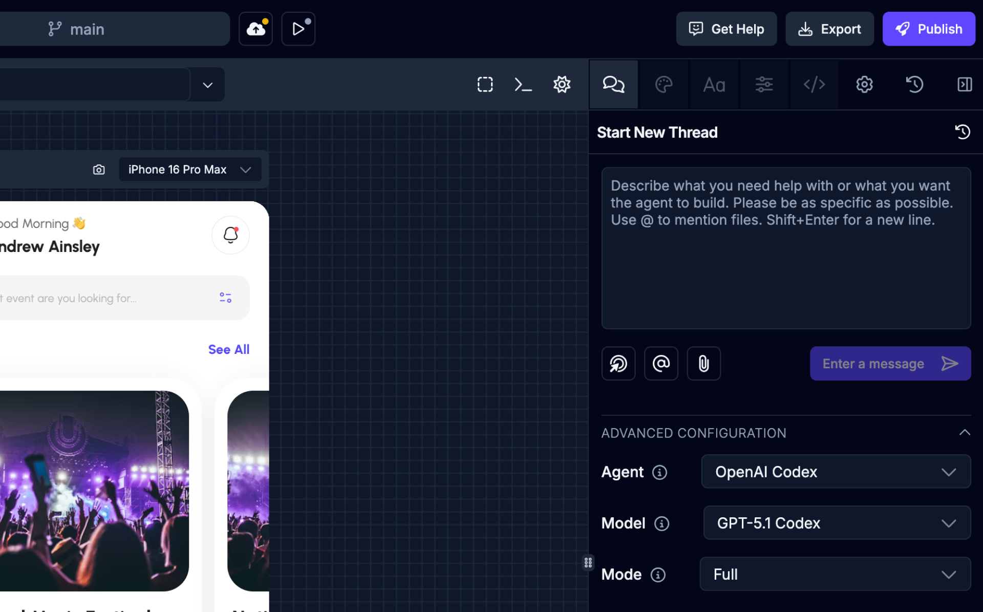 Closeup Agent Selector